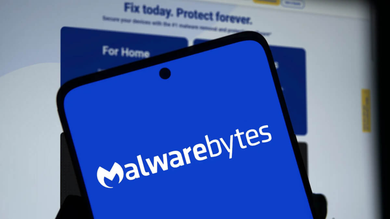 Malwarebytes logo on smartphone screen